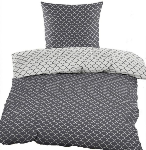 KH-Haushaltshandel Bettwäsche Seersucker Wende Bettwäsche 135x200 +80x80cm, dunkelgrau silbergrau, Seersucker, bügelfrei, Microfaser Bild 4