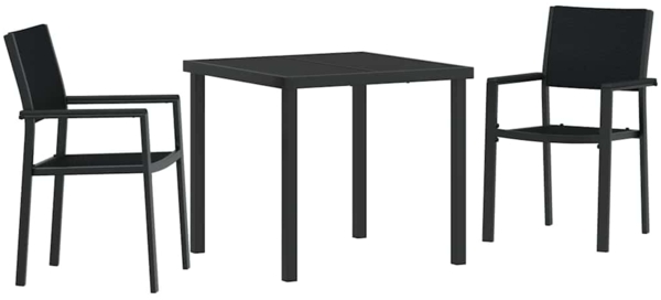 vidaXL Garten Essgruppe 3 pcs Schwarz Pulverbeschichteter Stahl 3379149