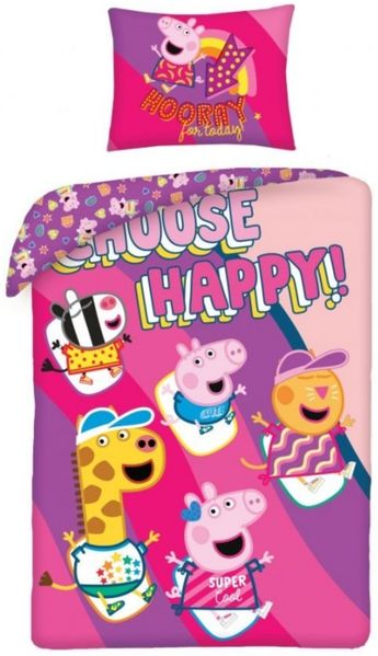 Peppa Pig Bettwäsche Set aus Baumwolle Bettdeckenbezug 140 × 200 cm mit 70 × 90 cm Kissenbezug