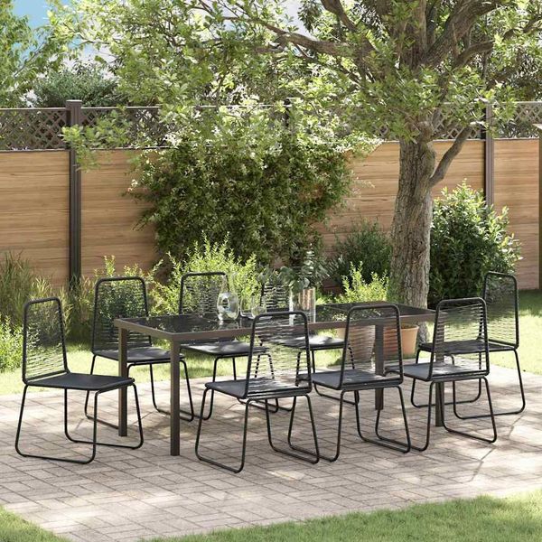vidaXL Garten Essgruppe 9 pcs Schwarz Pulverbeschichteter Stahl 3379393