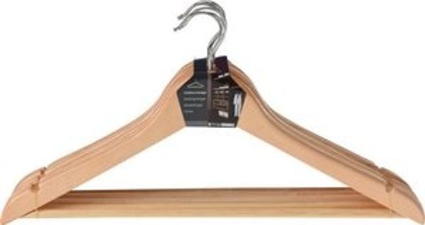 Koopman Kleiderbügel Holzbügel Hosenbügel Holz Metall Braun Hosenstange, (6-tlg), Hosenstange, Garderobenbügel, Holzbügel, Holz Bild 6