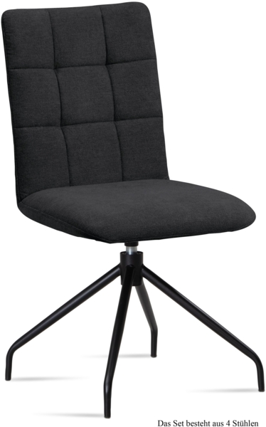 Esszimmerstuhl drehbar (4er-Set) Dolley 47x91x60 Schwarz/Anthrazit