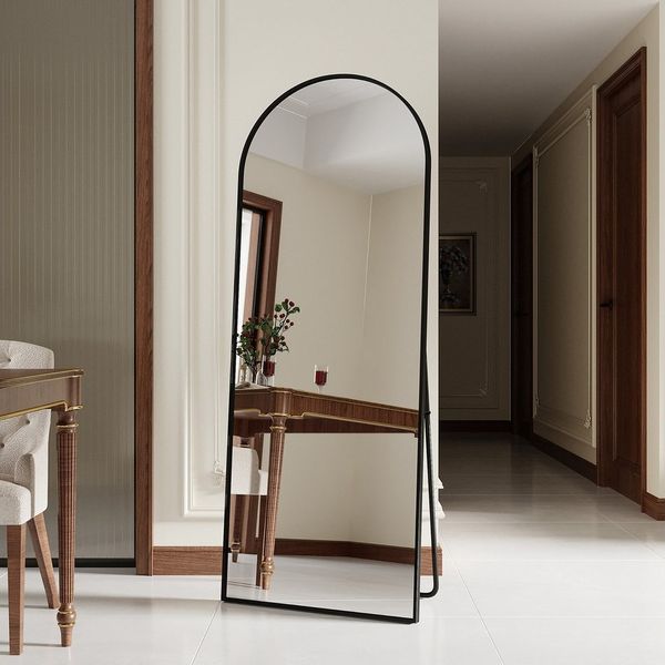 Gdood Spiegel Groß Rahmen Rundbogen Ganzkörperspiegel Dekospiegel Garderobenspiegel (1-St), Dekorativer Runder Wandspiegel – Modern für Bad & Schlafzimmer