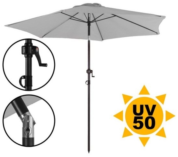 ONDIS24 Sonnenschirm Strandschirm 2,3 Meter Sonnenschutz mit Kurbel, Knick-Gelenk, 100% Polyester (160g/m) Bild 4