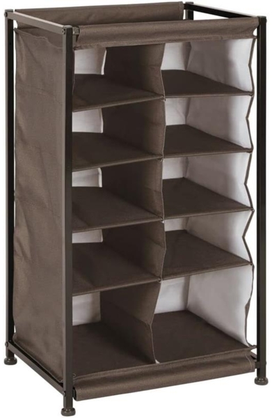 Schuhregal 10 Fächer Stoffregal Metallrahmen Schuhschrank espresso 76 cm mdesign