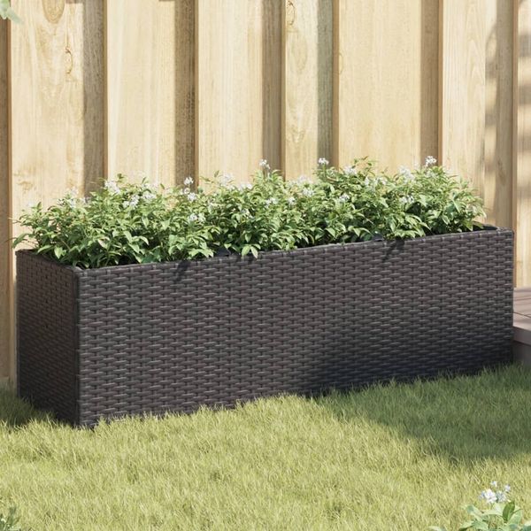 vidaXL Hochbeet mit 3 Fächern Schwarz 105x30x32 cm Poly Rattan 366416