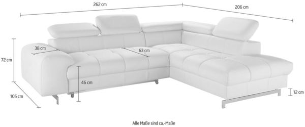 COTTA Ecksofa Chef L-Form, mit Kopfteilverstellung, wahlweise mit Bettfunktion Bild 2