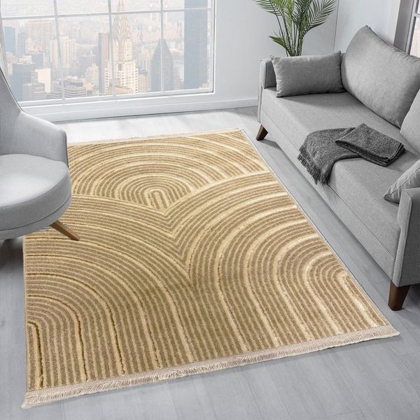 Vimoda Teppich Wohnzimmer Teppich Boho Design sehr Weich extra Dünn, Rechteckig, Höhe: 5 mm, Teppich 3D kurzflor Esszimmer, Schlafzimmerlur & Küche Glänzend