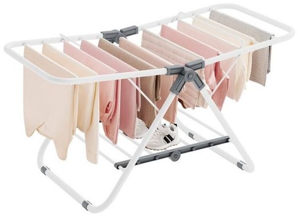 Songmics faltbarer Wäscheständer mit 2 Flügeln, Metall wolkenweiß, 54 x 44 x 101 cm