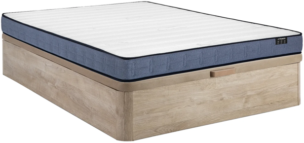 Vente-unique - Bett mit Bettkasten - 160 x 200 cm - Natur hell - Taschenfederkernmatratze - Höhe 19 cm - DAYNI von YSMÉE
