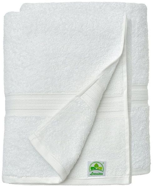 leevitex® Duschtuch 2er Set Duschtuch Frottier XL, 70 x 140 cm, saugfähig und fusselfrei, gestreifte Bordüre
