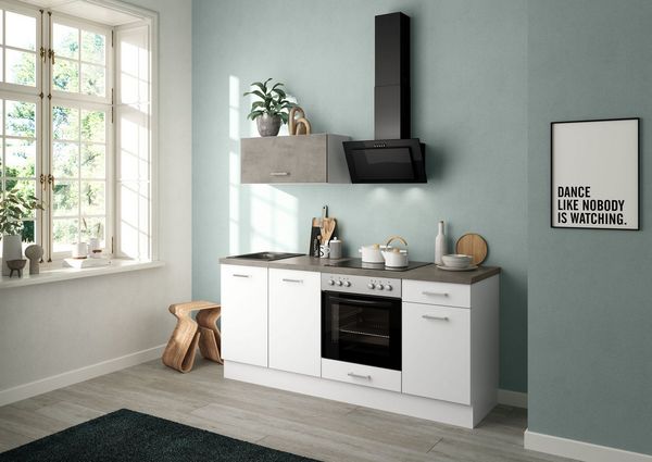 IMPULS KÜCHEN Küchenzeile "Lissabon", Ausrichtung wählbar, Schubkästen mit Soft-Close, vormontiert, wahlweise mit E-Geräten, mit Vollauszug, Breite 195 cm
