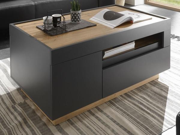 Couchtisch Rooky in anthrazit und Eiche Wotan 100 cm