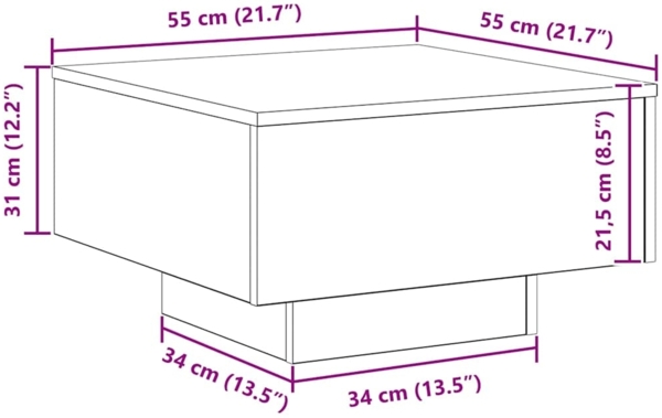 vidaXL Couchtisch Schwarz Eichen-Optik 55 x 55 x 31 cm 862993 Bild 9
