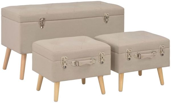 vidaXL Hocker mit Stauraum 3 Stk. Beige Stoff 247524