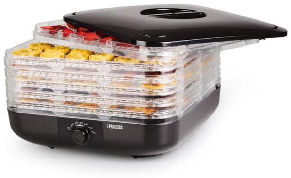 Princess 112380 Dörrautomat Obsttrockner mit 6 Ebenen 350 W schwarz
