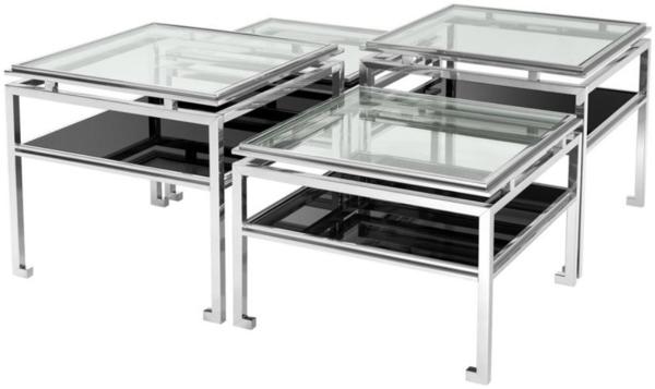 Casa Padrino Luxus Couchtisch 4er Set Silber - Designer Wohnzimmermöbel