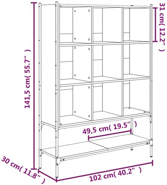 vidaXL Bücherregal Braun Eichen-Optik 102x30x141,5 cm Holzwerkstoff 3214333 Bild 10