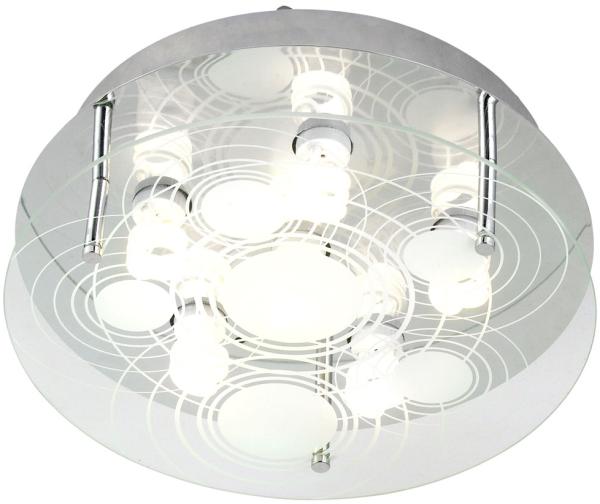 LED Deckenleuchte, 6-Flammig, Glas satiniert, D 33 cm