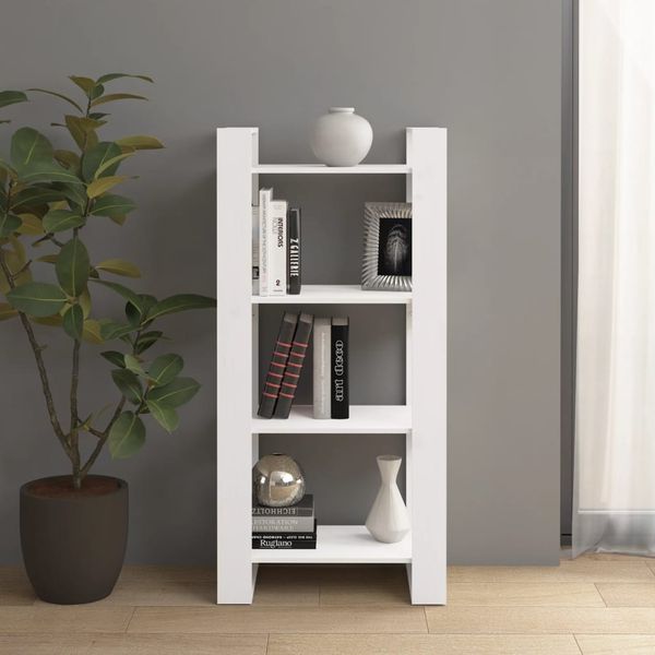vidaXL Bücherregal/Raumteiler Weiß 60x35x125 cm Massivholz 813885