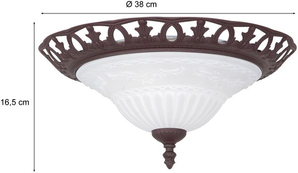 LED Deckenleuchte im Landhausstil Rostoptik mit Glasschirm, Ø 38cm Bild 4