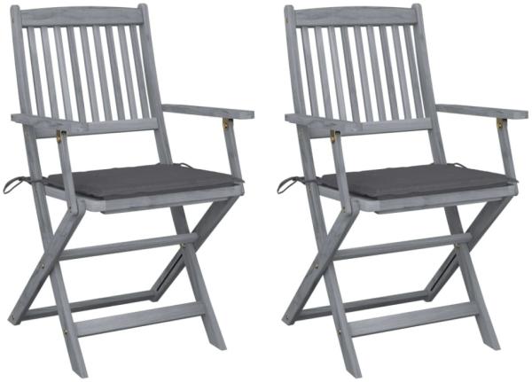 vidaXL Klappbare Gartenstühle 2 Stk. mit Sitzkissen Massivholz Akazie 3064482