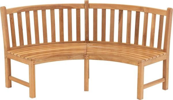 Lesli Living Gartenbank Gartenbank Bank rund Teak-Holz 200x53x92cm