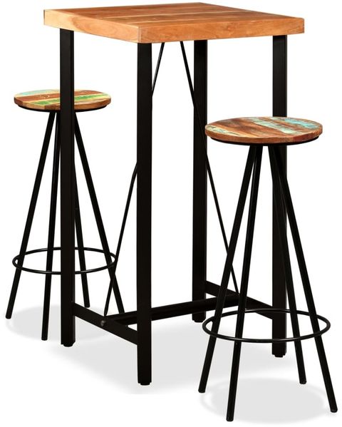 vidaXL 3-tlg. Bar-Set Massivholz Akazie und Altholz 275128