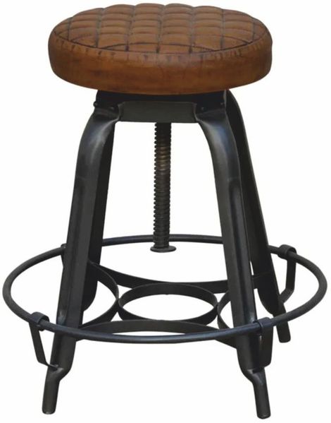 Casa Padrino Industrie Stil Hocker Schwarz / Braun H. 53 cm - Industrie Stil Möbel