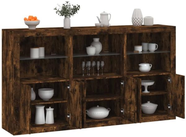 vidaXL Sideboard mit LED-Leuchten Räuchereiche 181,5x37x100 cm 3209153