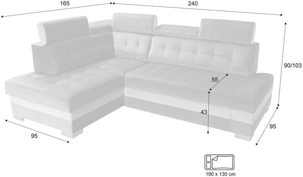 robin SOFA PARIS Stoff Azur/Silber 240x165x90 cm (H 90 x T 165 x B 240 cm) Bild 7
