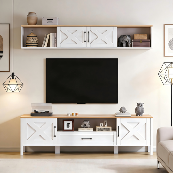 TV-Wohnwand MDF mit 4 Schränken & 1 Schublade, 180 x 40 x 50 cm, Weiß
