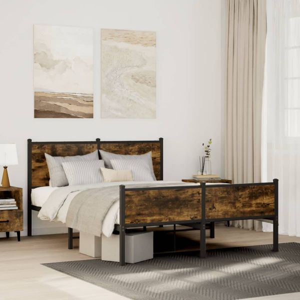 vidaXL Metallbett ohne Matratze Räuchereiche 140x200 cm 4007851