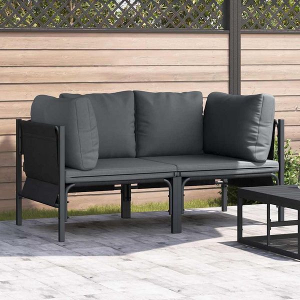 vidaXL Gartenmöbel mit Kissen 2 Stück Anthrazit 80 x 80 x 71 cm Stahl 42009987