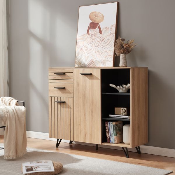 Sideboard Noppen 100x120x38 cm Eicheoptik [en. casa]