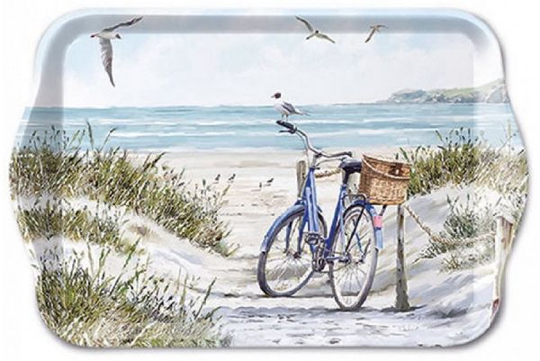 Ambiente Luxury Paper Products Tablett Dekotablett, Serviertablett, Planzen, Blumen, Tiere, Vogel, Melamin Fahrrad am Strand Kollektion, (1-tlg), Meer, Strand Sommer, Frühling, Herbst, Winter