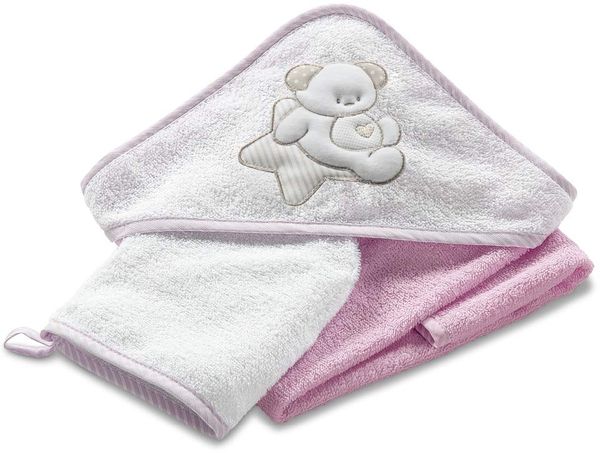 Italbaby Asciaugamano Bademantel mit Kapuze Frottee 75x75 Sweet Rosa - 350 g