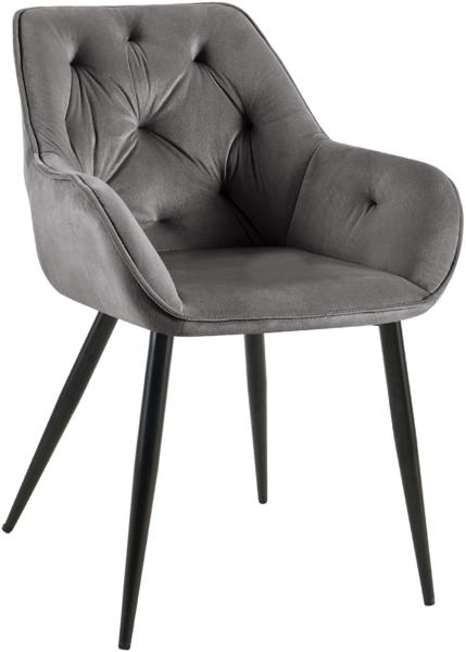 CLP Esszimmerstuhl Cassis Samtbezug mit gesteppter Rückenlehne,dunkelgrau Samt