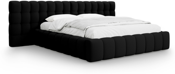 Micadoni Stauraumbett mit Doppelkopfteil Mamaia Strukturierter Stoff Neve Schwarz 160x200