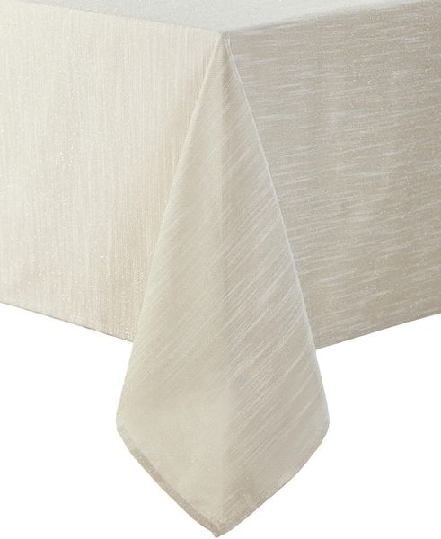 Laura Ashley Arabesque Luxuriöse Schimmernde Stofftischdecke für formelle Abendessen, Urlaub, Hochzeit oder Party, 152,4x304,8 cm, silberfarben