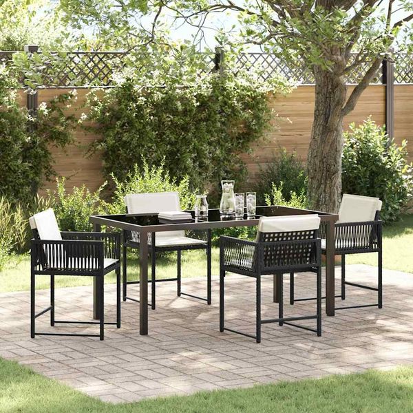 vidaXL Garten Essgruppe 5 pcs Schwarz Poly-Rattan 3380743