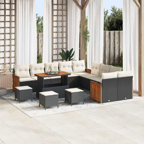 vidaXL Gartensofa-set mit Kissen 14 pcs Schwarz und Creme 3363240