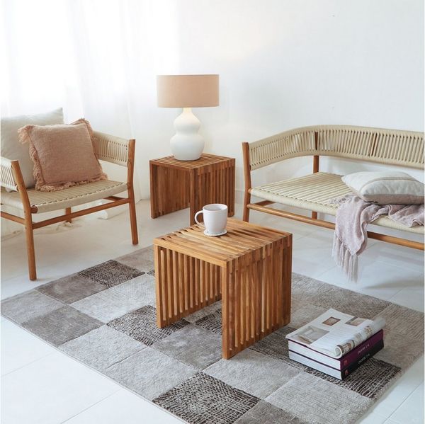 More2Home Beistelltisch LINEA, Teak massiv, 40 x 40 cm