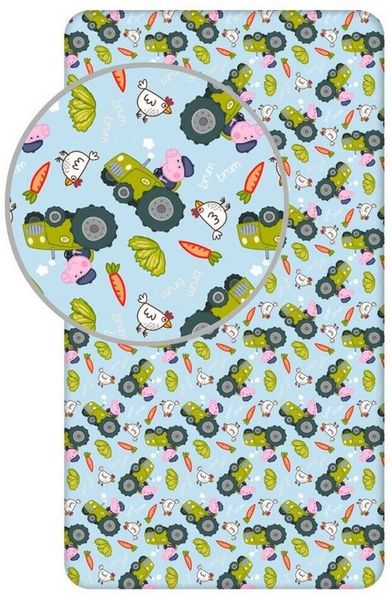 Peppa Pig Spannbettlaken Peppa Wutz George’s Tractor Spannbettlaken 90x200cm, 100% Baumwolle, (1 Stück)