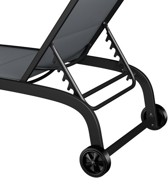 Limala Sonnenliege Lounger Stahl/Aluminium Textilene 150 kg mobil Schwarz Bild 7