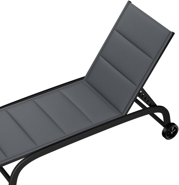 Limala Sonnenliege Lounger Stahl/Aluminium Textilene 150 kg mobil Schwarz Bild 5