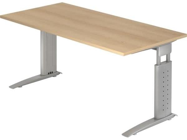 Schreibtisch US16 160x80cm Eiche Gestellfarbe: Silber