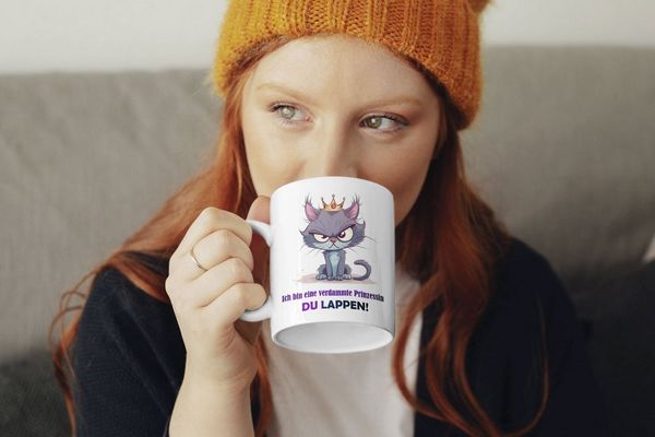 WS-Trend Tasse Katze Prinzessin witzige Keramik Kaffeetasse Teetasse, Keramik, Geschenk