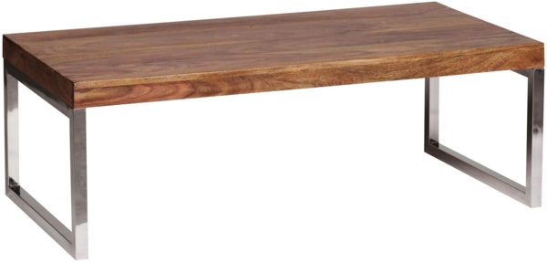 Wohnling Couchtisch 120 x 60 x 40 cm Massiv Holz Tisch | Massiver Design Wohnzimmertisch aus Massivholz, Sheesham