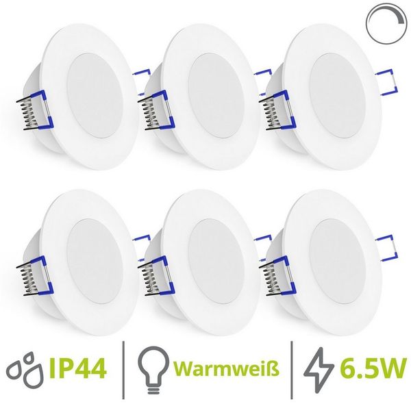 linovum LED Einbaustrahler 6x WEEVO Einbauleuchten mit LED dimmbar warmweiß 6,5W Deckenlampe Spot, Warmweiß